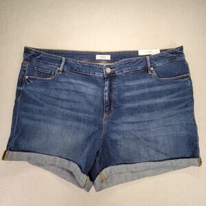 Loft Plus Shorts Women 26 Denim Roll Shorts in Staple Dark Indigo Wash New NWT